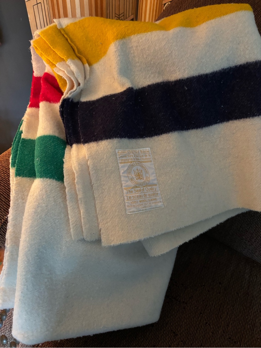 Vintage Hudson’s Bay Point Blanket – 100% Wool – Made in England